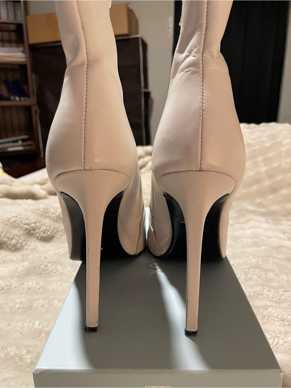 Tony Bianco Women's Pointed-Toe High Heel Ankle Boots in White - Picture 4 of 7